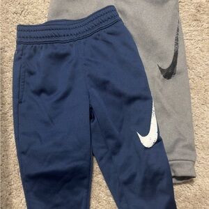 Nike Kids Navy Blue and Gray Swoosh Joggers